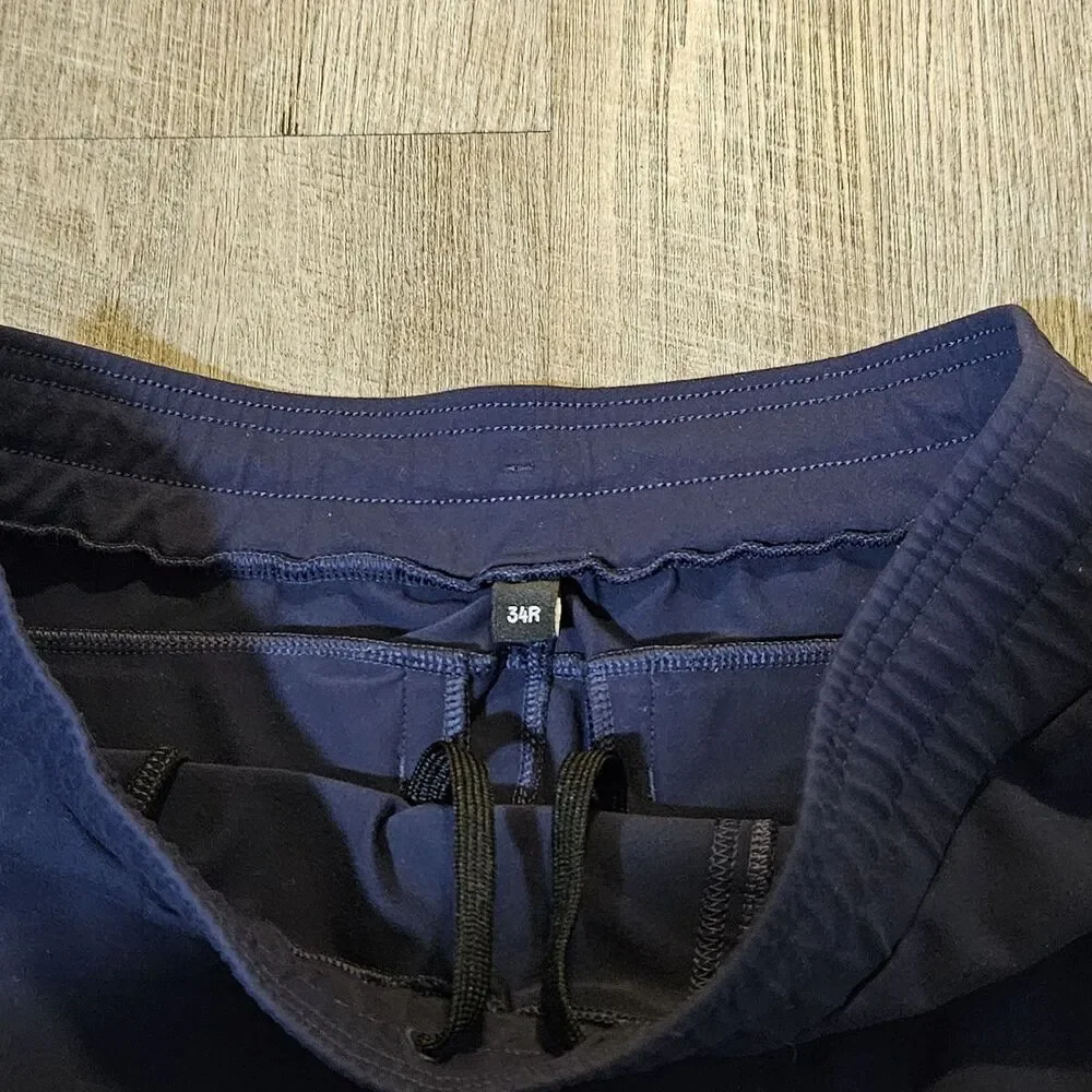 Public Rec Shorts Mens 34 Blue Athletic Stretch Drawstring Zip Pockets 9 Inch